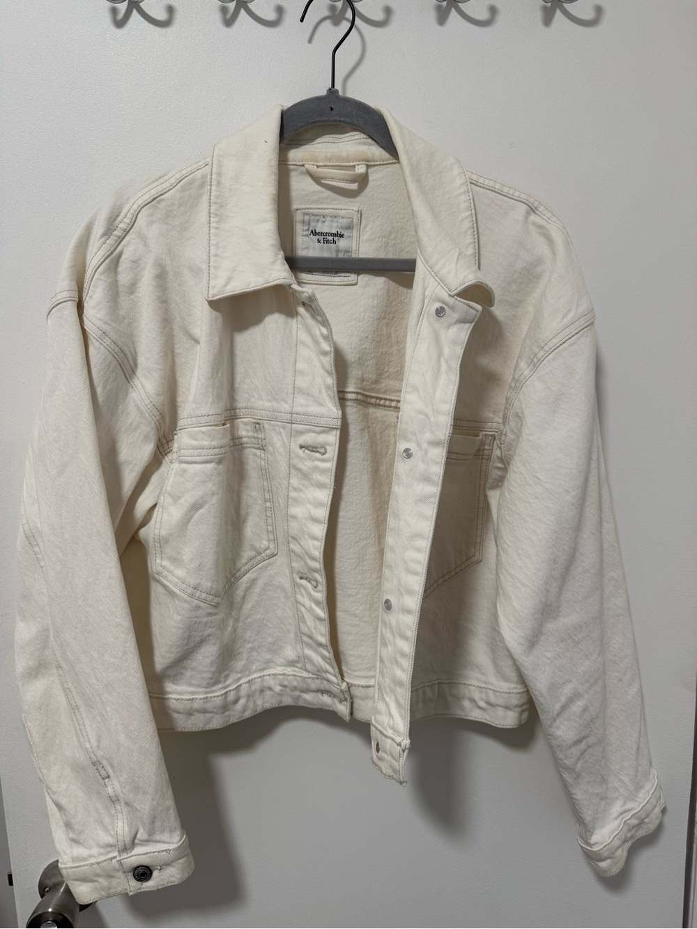 Abercrombie & Fitch Cream Denim Jean Jacket